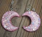 Large Crescent Sparkle moons earrings