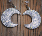 Large Crescent Sparkle moons earrings