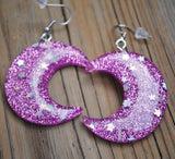 Large Crescent Sparkle moons earrings