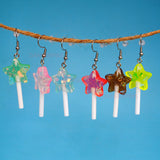 Holographic shard stars lollipop earrings