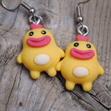 Weird chubby chickens earrings