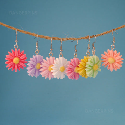 Pastel Daisy flowers earrings