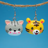 Large happy Cats & Tigers earrings