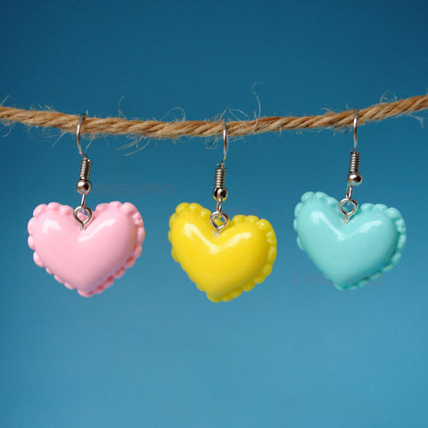 Frilly fancy hearts earrings