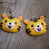 Large happy Cats & Tigers earrings