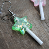 Holographic shard stars lollipop earrings