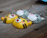 Large happy Cats & Tigers earrings