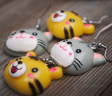 Large happy Cats & Tigers earrings