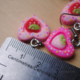 Double Strawberry polka hearts earrings