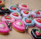 Double Strawberry polka hearts earrings