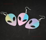 Glittery alien face earrings