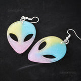 Glittery alien face earrings