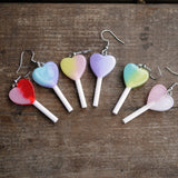 Gradient sparkle Heart Lollipop Earrings