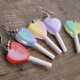 Gradient sparkle Heart Lollipop Earrings