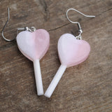 Gradient sparkle Heart Lollipop Earrings