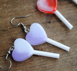 Gradient sparkle Heart Lollipop Earrings