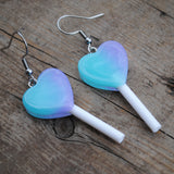 Gradient sparkle Heart Lollipop Earrings