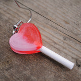 Gradient sparkle Heart Lollipop Earrings