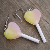 Gradient sparkle Heart Lollipop Earrings