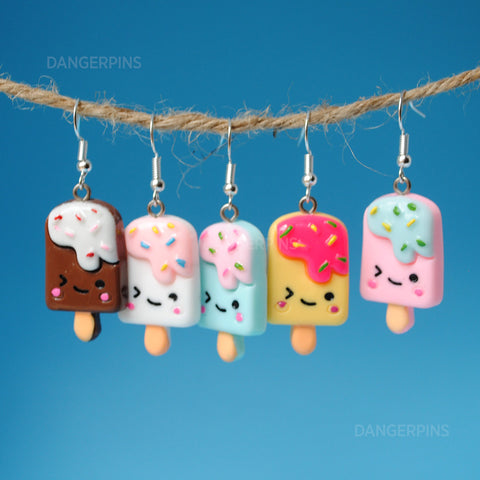 Kawaii Wink Ice Cream earrings