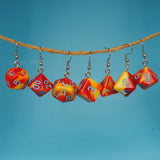 Fire Swirl swirl RPG dice earrings