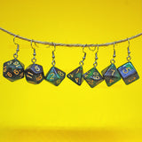 Emerald Galaxy Swirl swirl RPG dice earrings