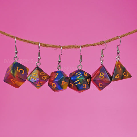 Nebula Swirl swirl RPG dice earrings