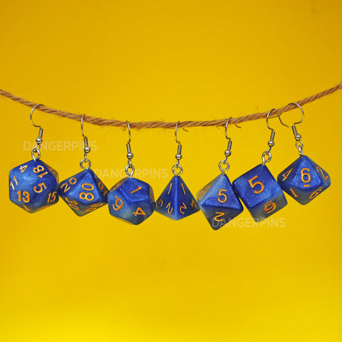 Sapphire Sparkle RPG dice earrings