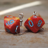 Fire Swirl swirl RPG dice earrings