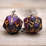 Purple Galaxy swirl RPG dice earrings