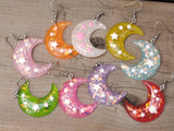 Large Crescent Starry moons earrings