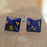 Blue Galaxy Swirl swirl RPG dice earrings