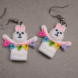 Happy Bunting Bunnies earrings