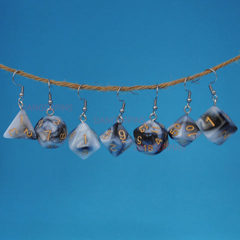 Ash swirl RPG dice earrings