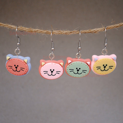 Stitched Cat heads earrings