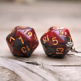 Copper Ash Swirl swirl RPG dice earrings