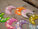 Large Crescent Starry moons earrings