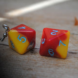 Fire Swirl swirl RPG dice earrings