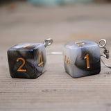 Ash swirl RPG dice earrings