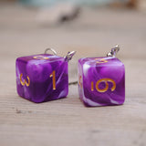 Grape Cream Swirl swirl RPG dice earrings