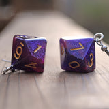 Royal Sapphire Galaxy Swirl swirl RPG dice earrings