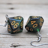 Emerald Galaxy Swirl swirl RPG dice earrings