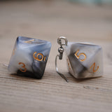 Ash swirl RPG dice earrings