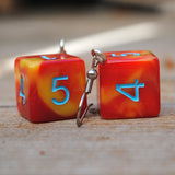 Fire Swirl swirl RPG dice earrings