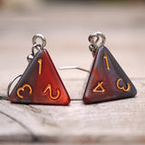 Copper Ash Swirl swirl RPG dice earrings