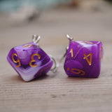 Grape Cream Swirl swirl RPG dice earrings