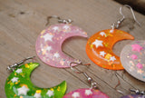 Large Crescent Starry moons earrings