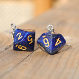 Blue Galaxy Swirl swirl RPG dice earrings