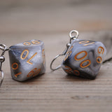 Ash swirl RPG dice earrings