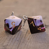 Vermilion Snow Swirl swirl RPG dice earrings